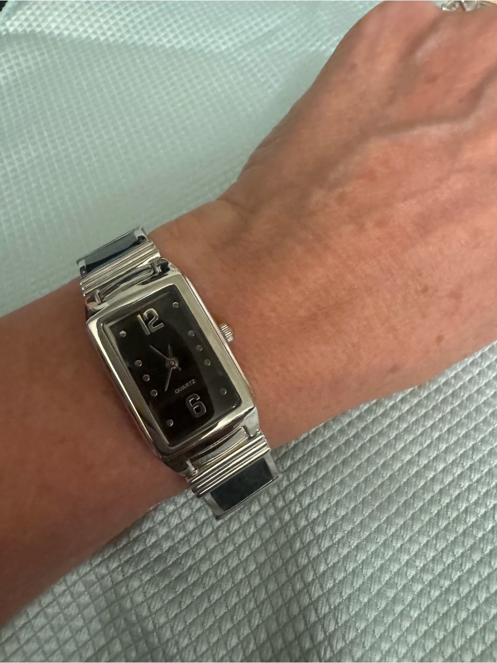 White Stag Silver Case Bracelet Watch with Black Dial